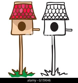 bird house cartoon illustration isolated on white Stock Vector