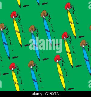 paint brush seamless pattern on green Stock Vector