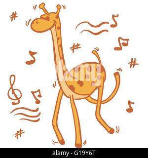 dancing giraffe cartoon doodle Stock Vector