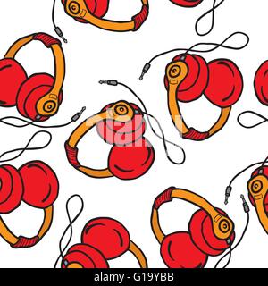 earphones seamless pattern Stock Vector