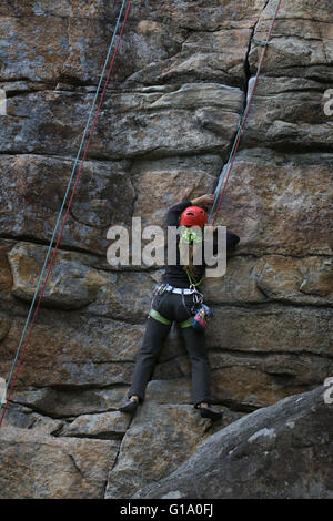 Rock Climber Shawangunk Mountains, The Gunks, New York Stock Photo