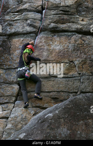 Rock Climber Shawangunk Mountains, The Gunks, New York Stock Photo