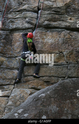 Rock Climber Shawangunk Mountains, The Gunks, New York Stock Photo