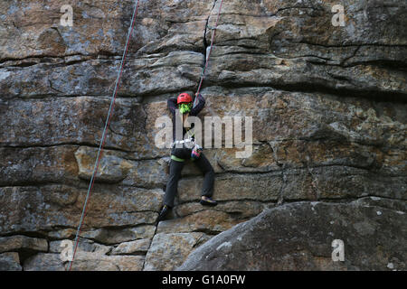 Rock Climber Shawangunk Mountains, The Gunks, New York Stock Photo