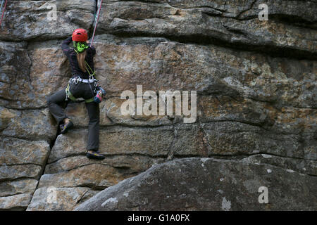 Rock Climber Shawangunk Mountains, The Gunks, New York Stock Photo