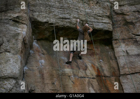 Rock Climber Shawangunk Mountains, The Gunks, New York Stock Photo