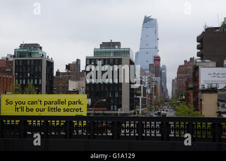High rise buildings seen from the High Line in New York City, USA. Stock Photo