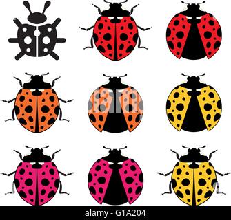 vector ladybirds flat symbols Stock Vector