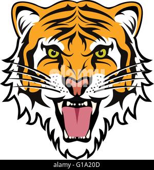 vector stylized face of angry tiger Stock Vector