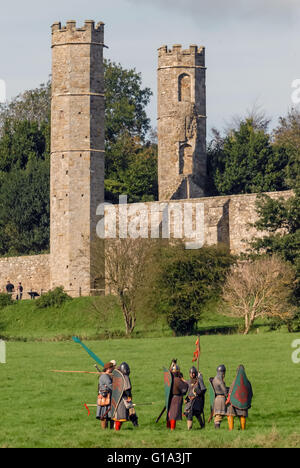 The 2006 re-enactment of the Battle of Hastings in 1066, on the site of the original battle, at Battle Abbey. Stock Photo