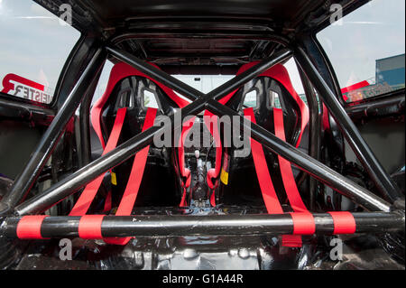 Roll cage and race harnesses in a modified fifth generation or 'EG' Honda Civic Stock Photo