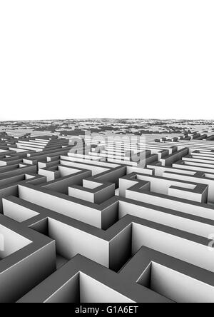Maze background / 3D render of giant maze stretching to horizon Stock Photo