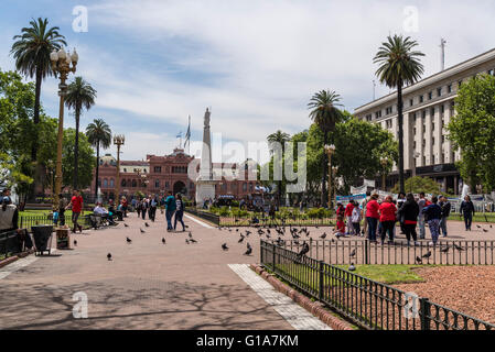 Plaza de Mayo with Casa Rosada in the background, May Square, Buenos Aires, Argentina Stock Photo