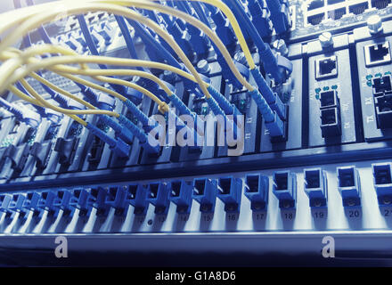 Technology center with fiber optic equipment Stock Photo