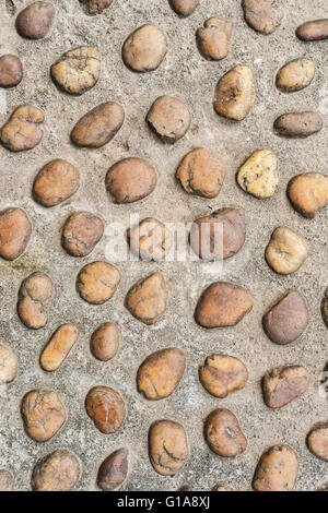 background made of a closeup of a wall with pebbles Stock Photo