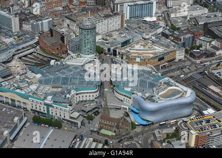 An aerial view of the Bull Ring in Birmingham and immediate surroundings Stock Photo