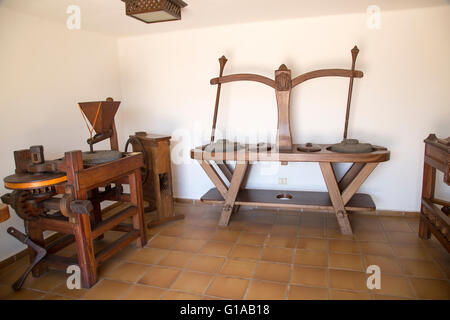 Historic milling equipment at Museum folklore arts centre, Casa Museo Monumento al Campesino, Lanzarote, Canary Islands, Spain Stock Photo