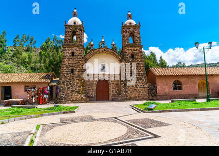 Colonial church in San Pedro village at Raqchi ruins in the Cusco region, Peru Stock Photo