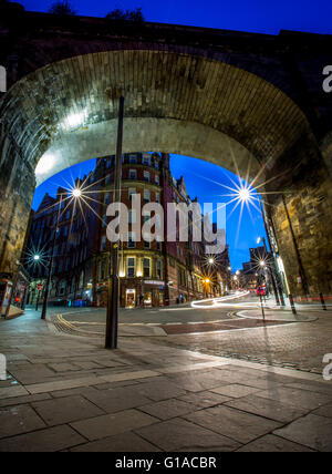 Dean Street at night, Newcastle upon Tyne. Stock Photo