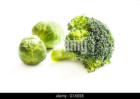 Fresh brussels sprouts isolated on white background. Stock Photo