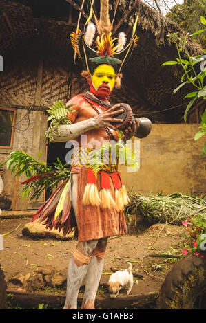 The Huli Wigmen Tribe attending the Piaya Village Sing Sing near Mt Hagen in Papua New Guinea Stock Photo