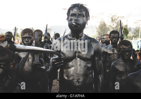 The Baiyer Marching Group in Mt Hagen, Papua New Guinea Stock Photo