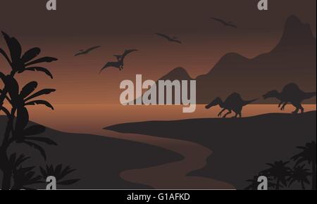 Pterodactyl silhouette in mountain Stock Vector Image & Art - Alamy
