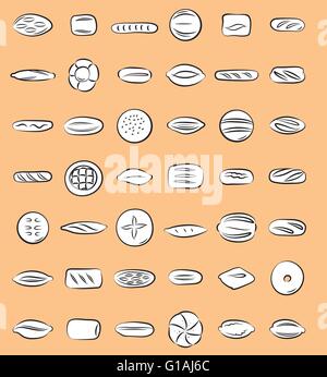 vector illustration of bread collection icon set Stock Vector