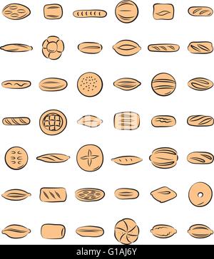 vector illustration of bread collection icon set Stock Vector