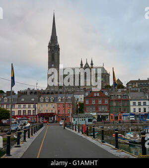 St Coleman's Cathedral Cobh dominates the skyline of Cobh Stock Photo