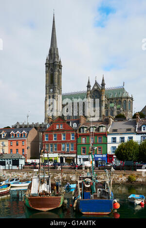 St Coleman's Cathedral Cobh dominates the skyline of Cobh. Stock Photo