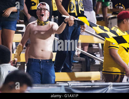 Columbus, Ohio, USA. 11th May, 2016. A Crew SC fan celebrates the 1-0 win against Veracruz. Columbus, Ohio USA. Credit:  Brent Clark/Alamy Live News Stock Photo