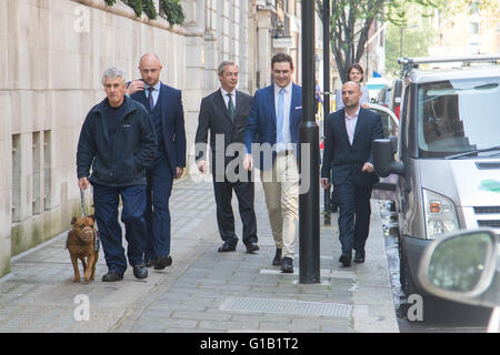 Milbank, London, UK. May 12th 2016.  UKIP leader Nigel Farage arrives at Milbank for a television interview as part of the Vote Leave campaign. Credit:  Paul Davey/Alamy Live News