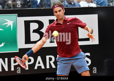 Rome, Italy. 12th May, 2016. Roger Federer of Switzerland in action against Dominic Thiem of Austria during  The Internazionali BNL d'Italia 2016 on May 12, 2016 in Rome, Italy.  Credit:  marco iorio/Alamy Live News Stock Photo