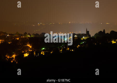 Night view of Lansdown and the Royal High School.  One thousand homes are being evacuated after a world war 2 bomb unearthed by builders near the centre of the city Credit:  Ian Redding/Alamy Live News Stock Photo