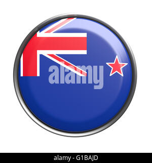 3d rendering of New Zealand button on white background. Stock Photo