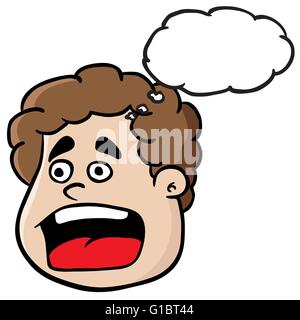fat boy screaming with thought bubble cartoon Stock Vector