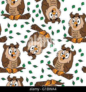 owl seamless pattern Stock Vector