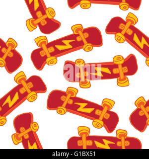 red skateboard seamless pattern Stock Vector