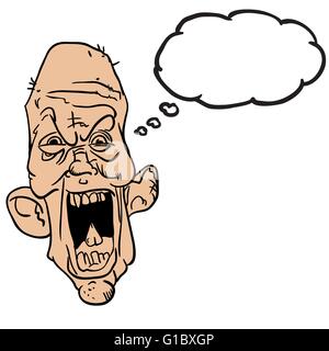 screaming old man with thought bubble cartoon Stock Vector