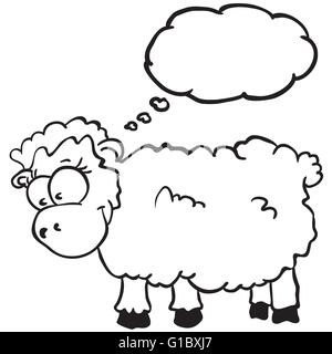sheep with thought bubble cartoon Stock Vector