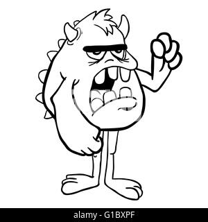 simple black and white angry monster with thought bubble Stock Vector ...