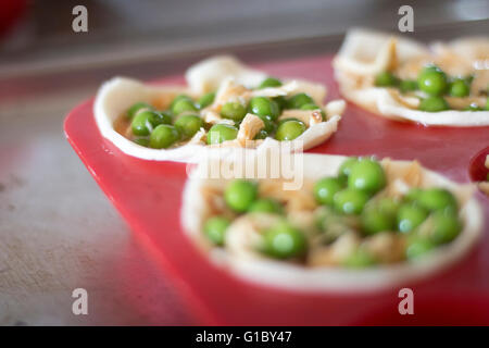 Gluten free chicken quiche with peas, food Stock Photo