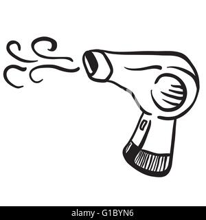 simple black and white hair dryer Stock Vector