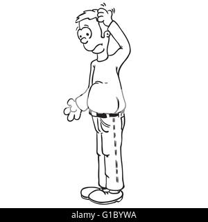 simple black and white man scratching his head cartoon Stock Vector