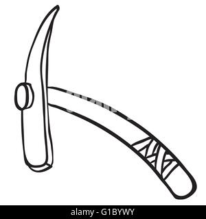 simple black and white mattock cartoon Stock Vector