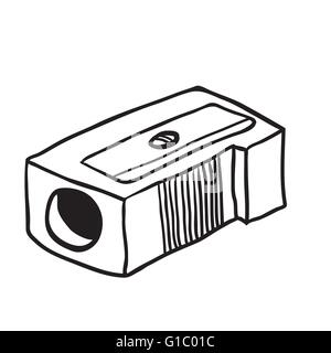 simple black and white pencil sharpener cartoon Stock Vector
