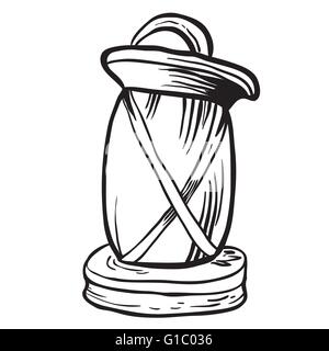 simple black and white retro lamp cartoon Stock Vector