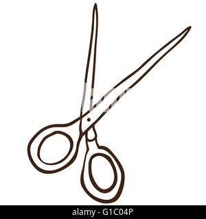 simple black and white scissors cartoon Stock Vector