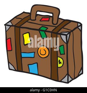 travel suitcase cartoon illustration isolated on white Stock Vector